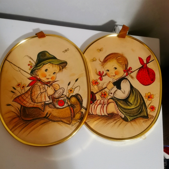 Other - Adorable Antique Wall Art School Children lot of 2